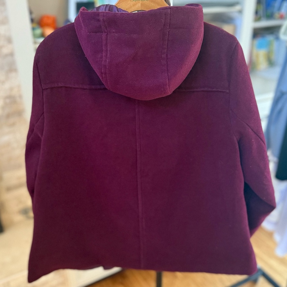 Torrid Women's Hooded Peacoat Size 0 (Large) Coat‎ Maroon Full Zip - Picture 3 of 9